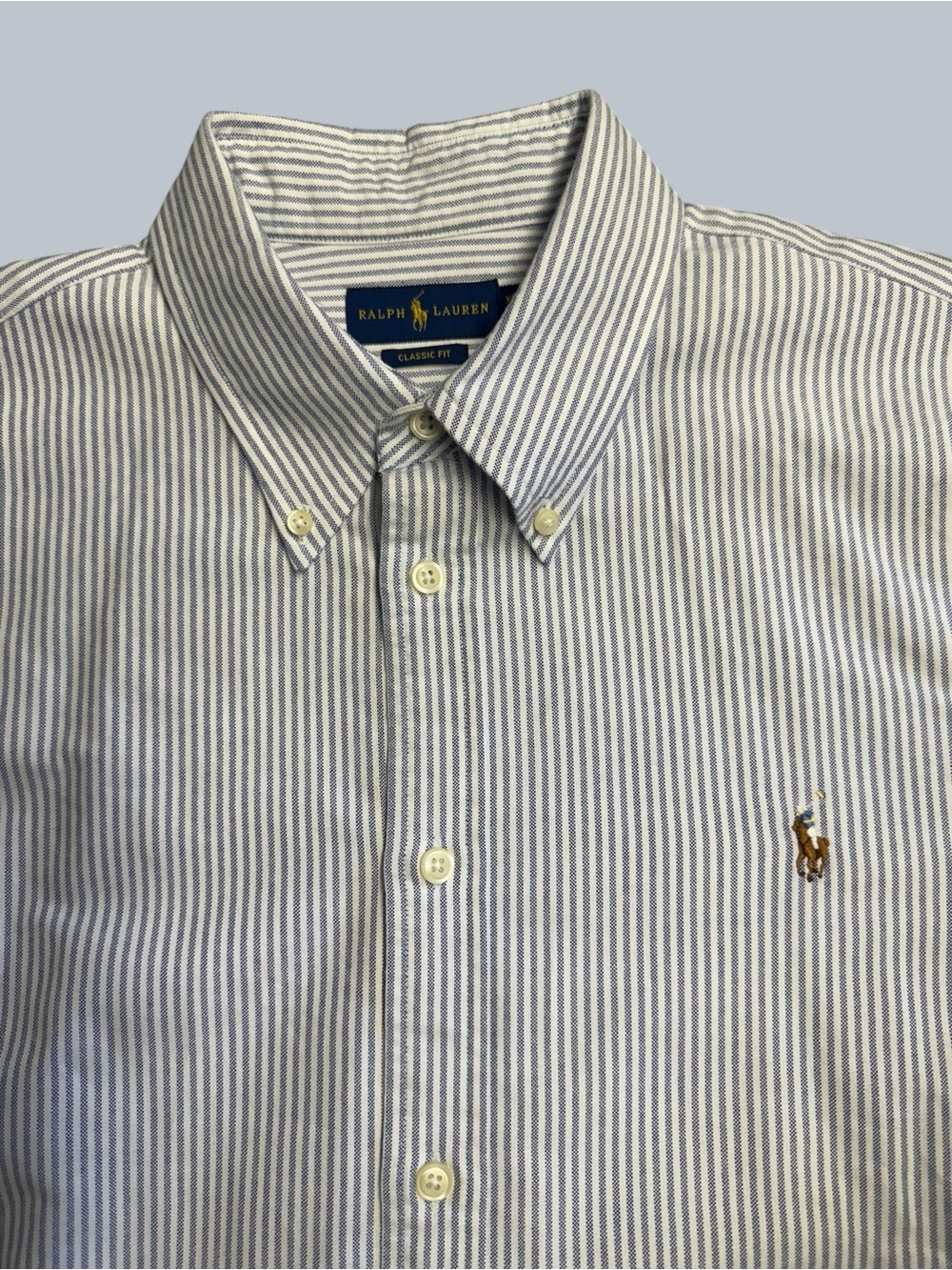 Ralph Lauren Blue and White Striped Button-Down Shirt - Classic Fit - Picture 4 of 9